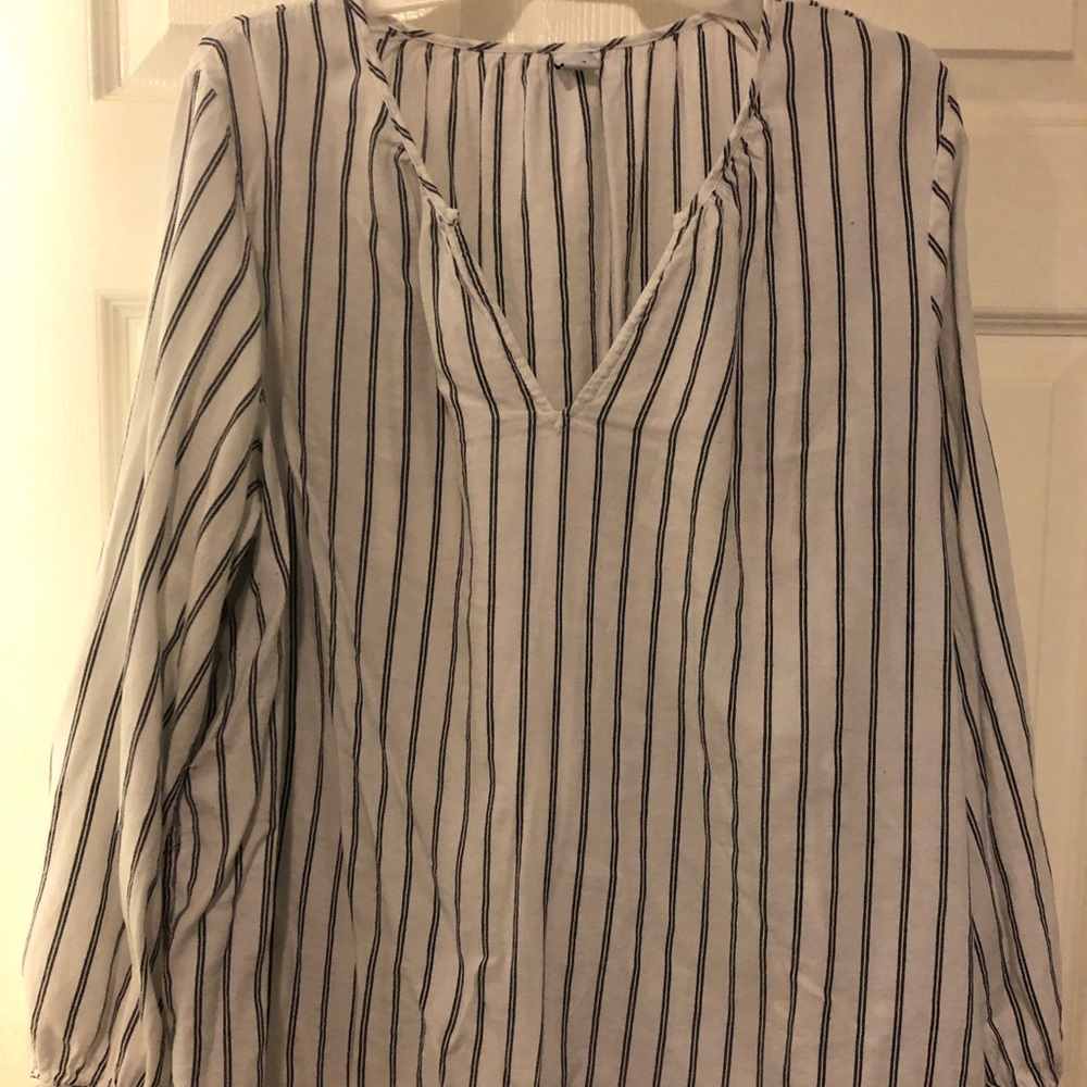 Blue and white striped top